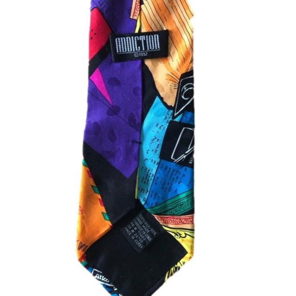 Addiction | Wall Street Cartoon Bright Silk Tie - Picture 3 of 4